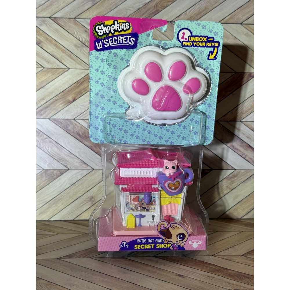 Shopkins Lil Secrets Cutie Cat Cafe Secret Shop Miniature Playset # 57714 Pets